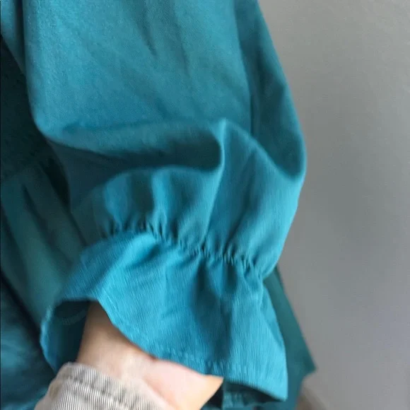 Elegant Teal Long Sleeve Dress - Picture 15 of 15